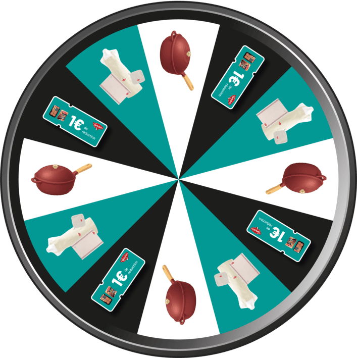 La roue des cadeaux ! Une roue avec des cadeaux