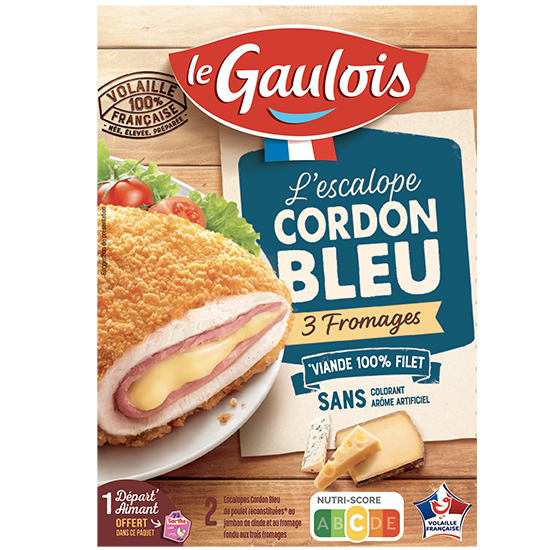 Visuel du packaging du cordon bleu 3 fromages Le Gaulois