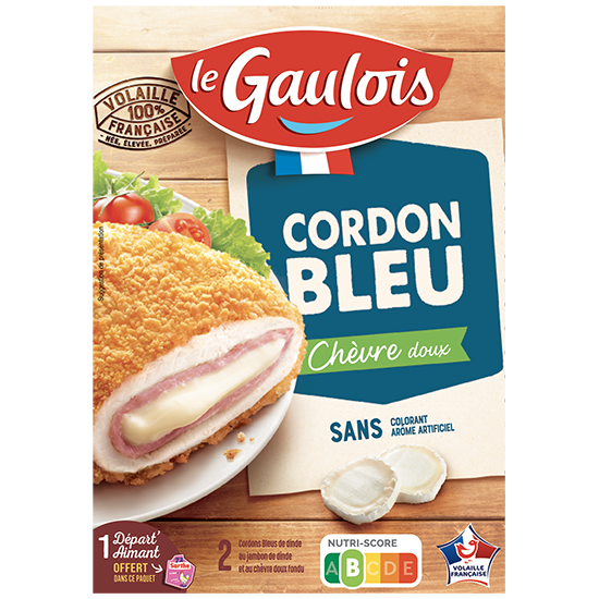 Visuel du packaging du cordon bleu chèvre doux Le Gaulois