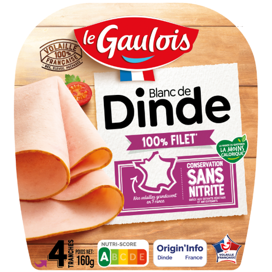Visuel du packaging BLANC DE DINDE SANS NITRITE 4 TRANCHES Le Gaulois